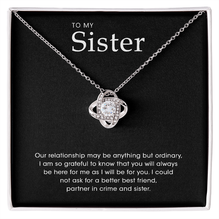 To My Sister - Silver Love Knot Necklace