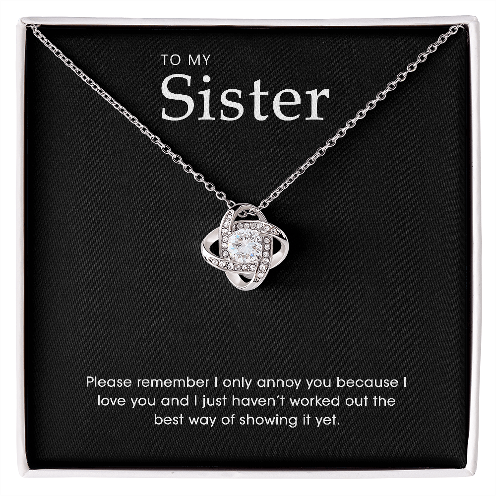 To My Sister - Silver Love Knot Necklace