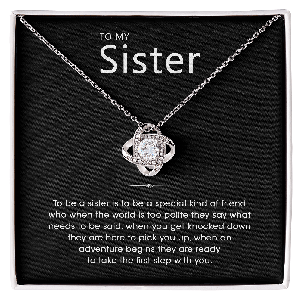 To My Sister - Silver Love Knot Necklace