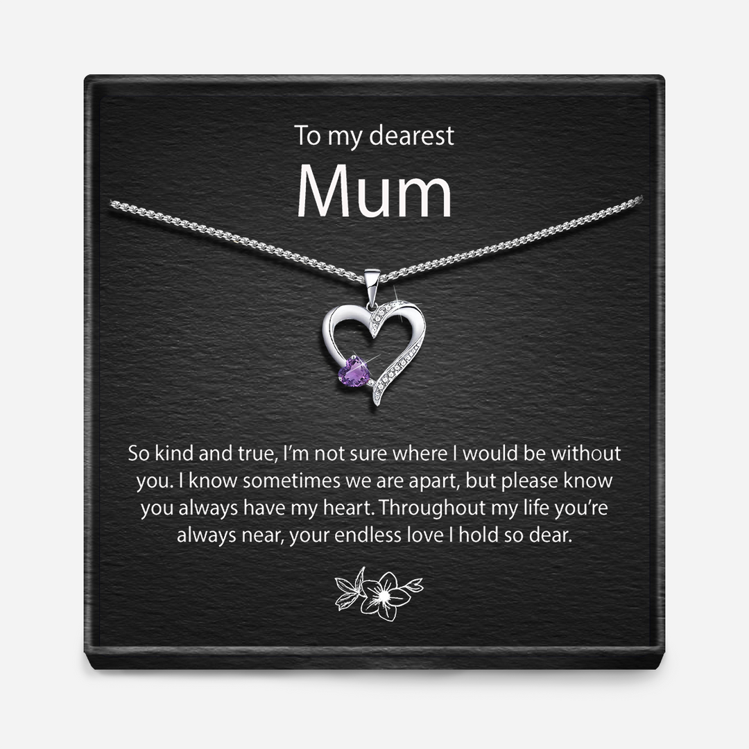 "My Dearest Mum" - Sterling Silver Sacred Heart Necklace - 4 Colours