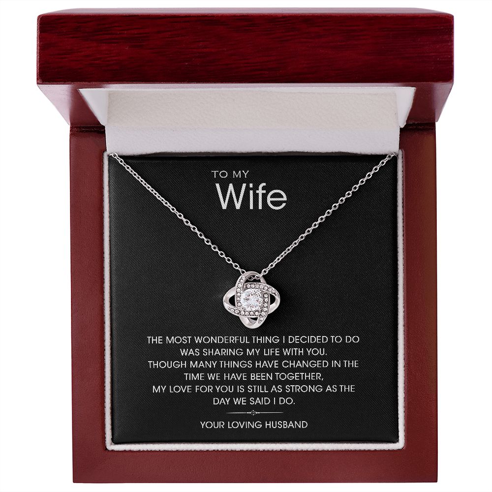 To My Wonderful Wife Silver Love knot necklace